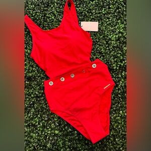 NWT JUICY COUTURE Boardwalk‎ Cutout Swimsuit with Gold Detailed Buttons